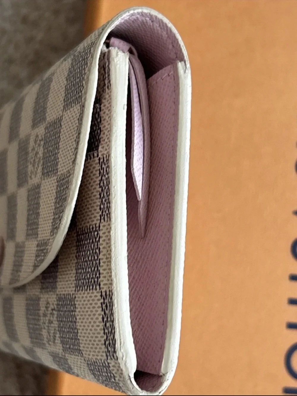 Louis Vuitton Damier Azur Sarah Wallet Pink Interior Authentic BOX NOT INCLUDED